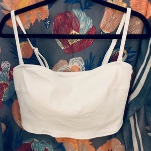 Ribbed Longline Bandeau Bikini Top